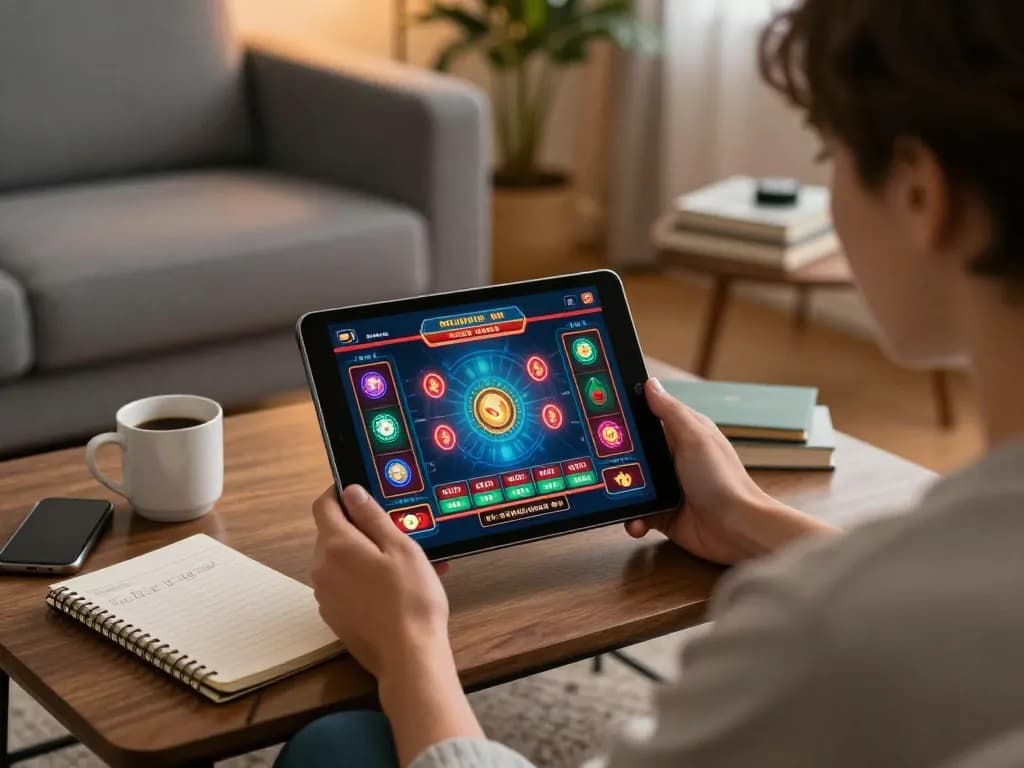Person engaging in online casino games at home, exploring casinos not on gamstop for strategic play.