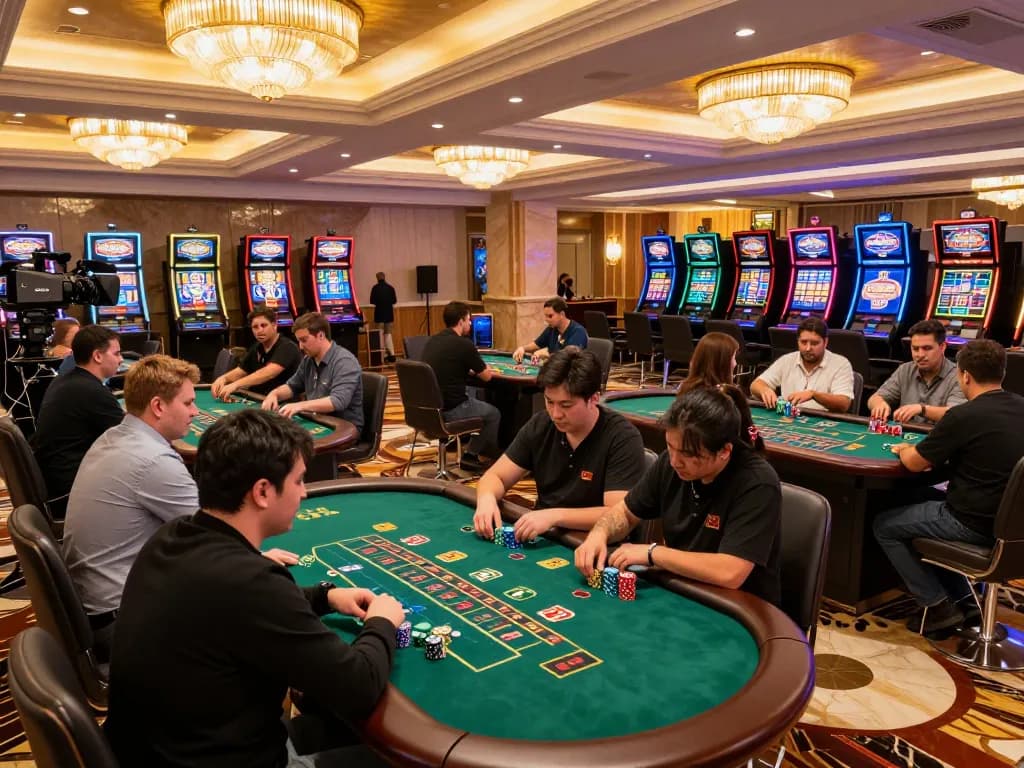 Players enjoying casino games at GO88, showcasing vibrant atmosphere and active gaming.