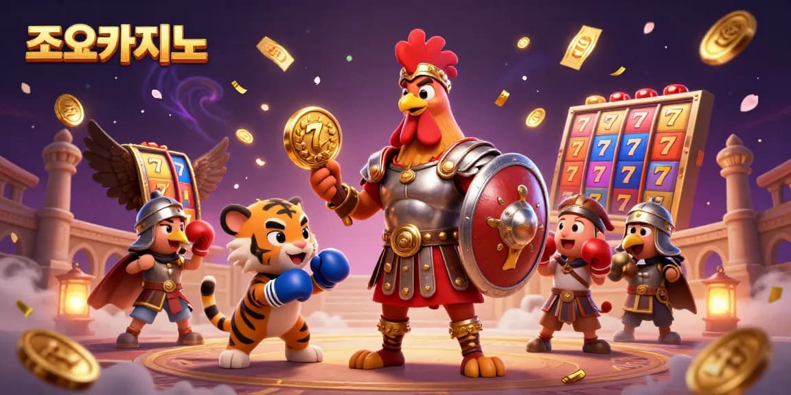 Experience exciting gameplay at 조이카지노 with vibrant slot reels and dynamic golden elements.