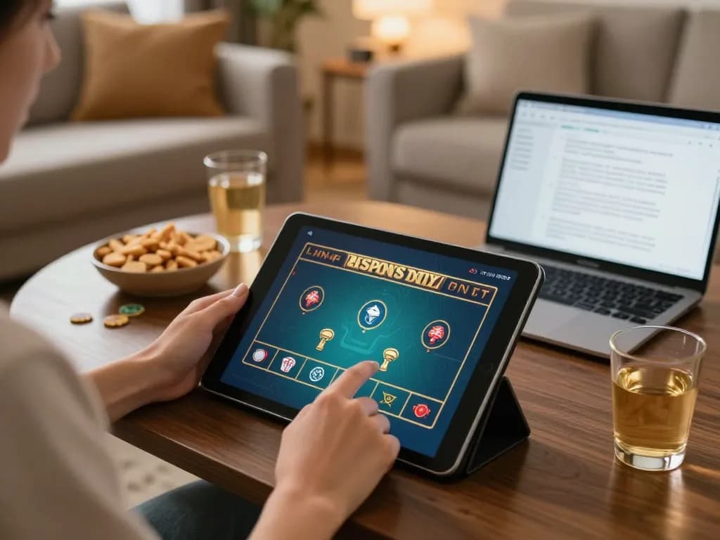 Engage in thrilling gameplay at god55 casino with a cozy home setup showcasing strategic betting.