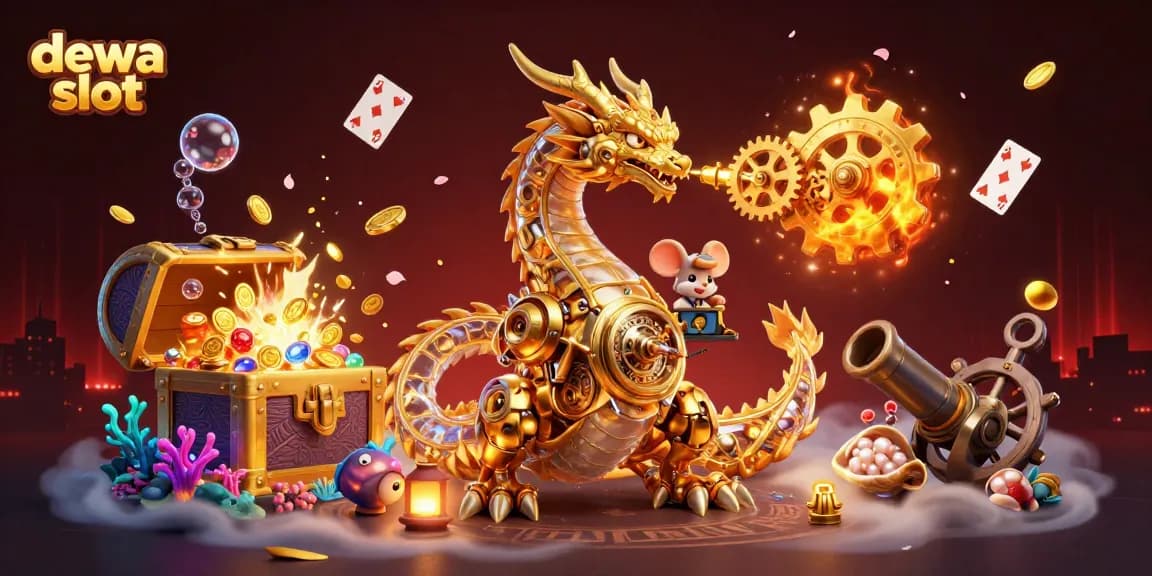 Mendapatkan kemenangan besar di DEWA SLOT dengan grafis 3D menawan dan simbol keberuntungan yang bersinar.