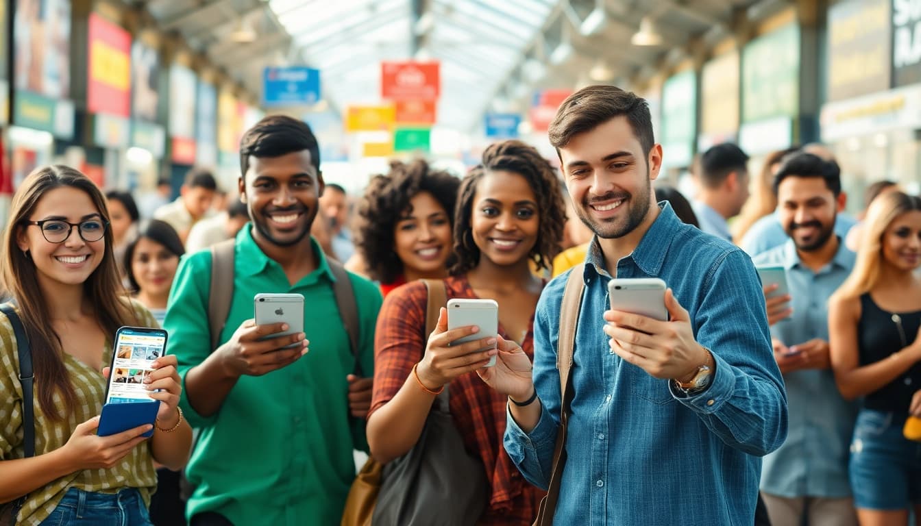 Engaging Hela Add classified ads marketplace scene featuring diverse users showcasing listings.