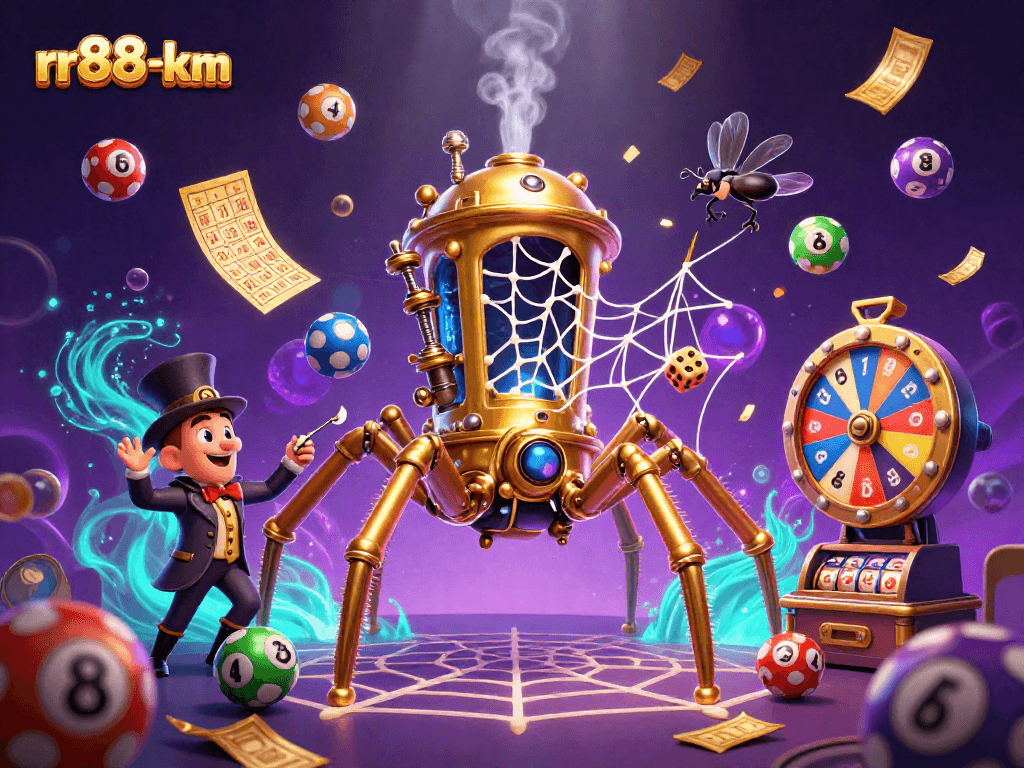 Catch lucky dice in the rr88-km spider's web while enjoying vibrant lottery excitement.