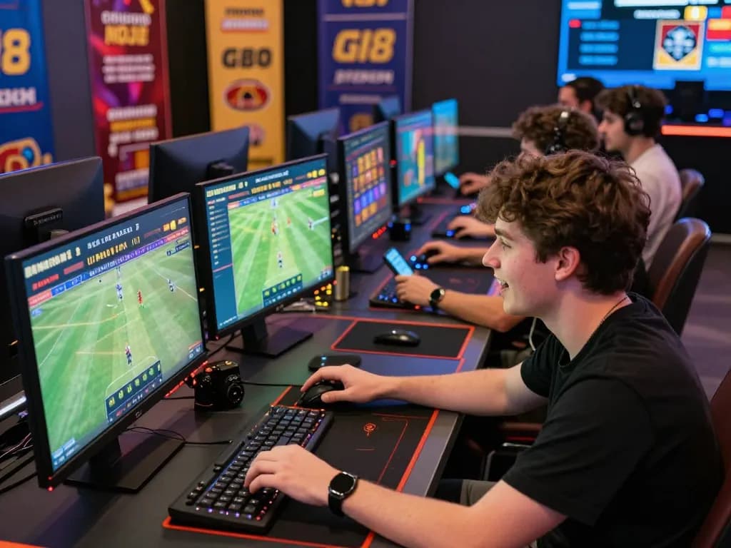 Exciting GI8 online gambling scene showcasing diverse players engaged in live betting and gaming activities.