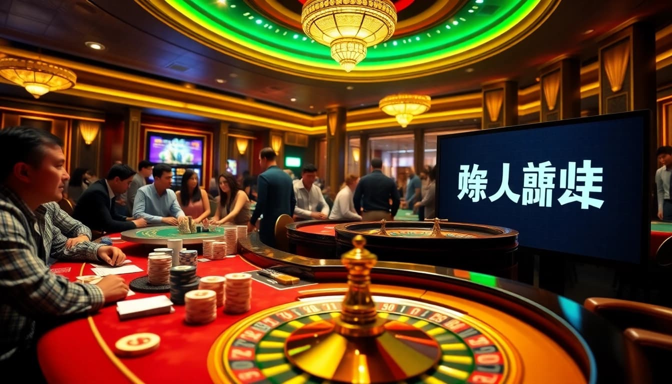 Gambling enthusiasts navigating 주소모음 and winning strategies at a lively casino table.