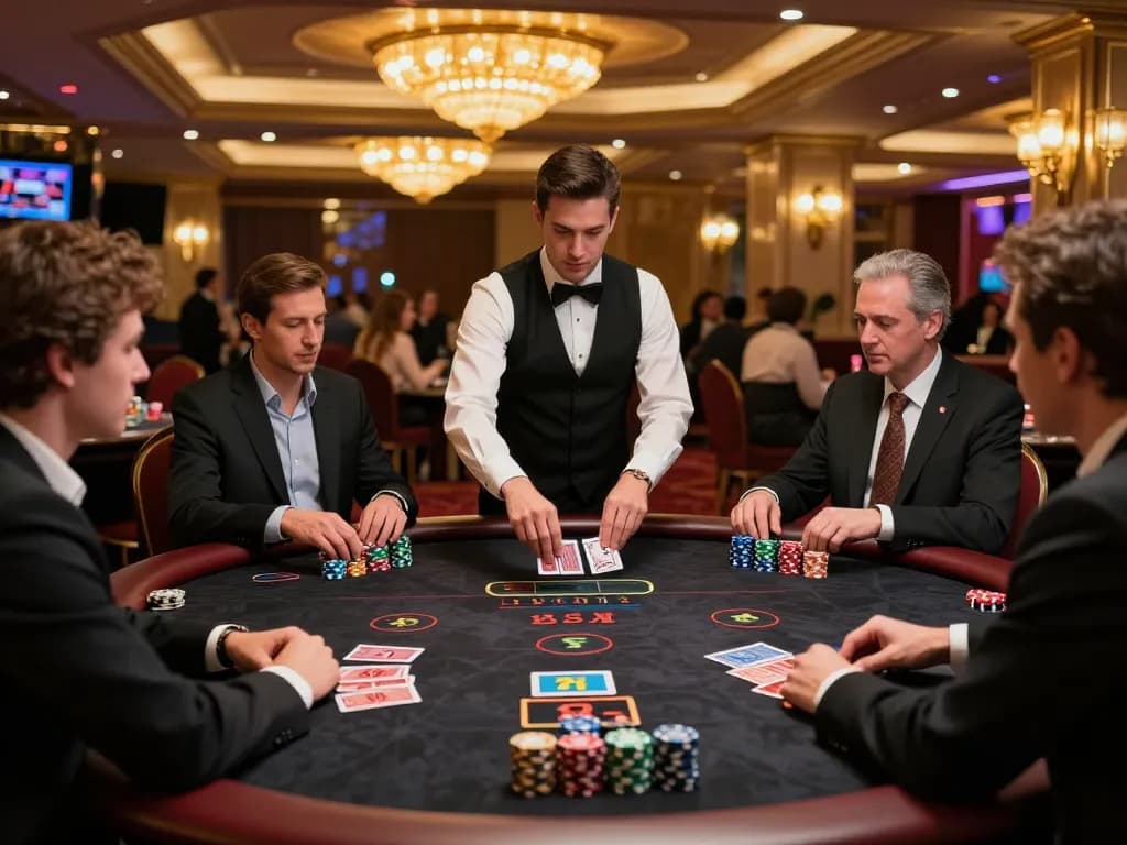 Players strategizing at a 388bet blackjack table, highlighting dynamic game action.