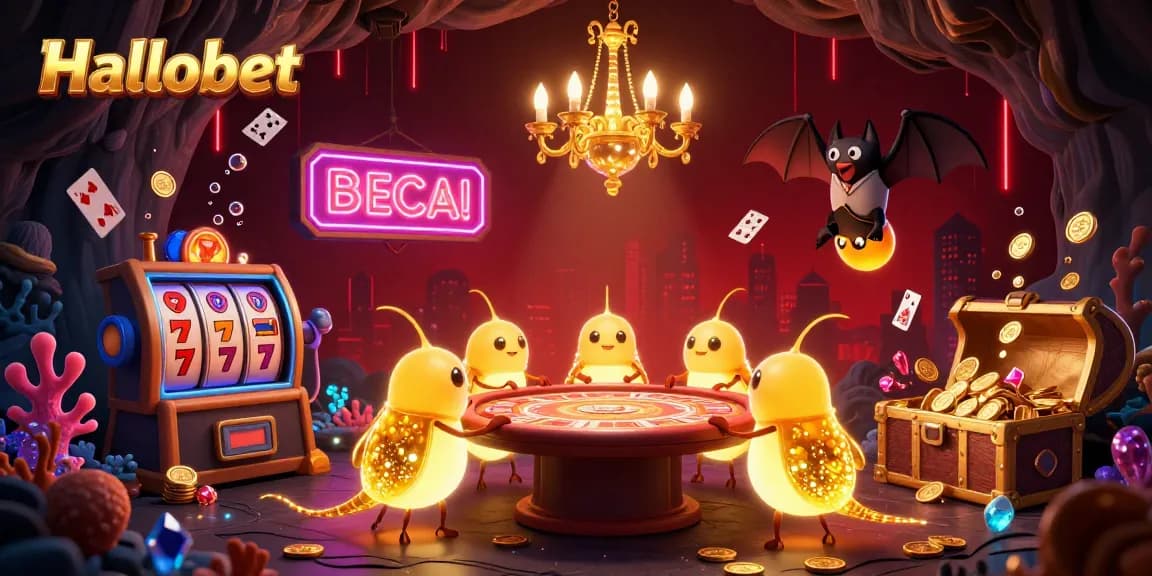 Experience Halobet's captivating casino ambiance featuring glowworms and dynamic game elements.