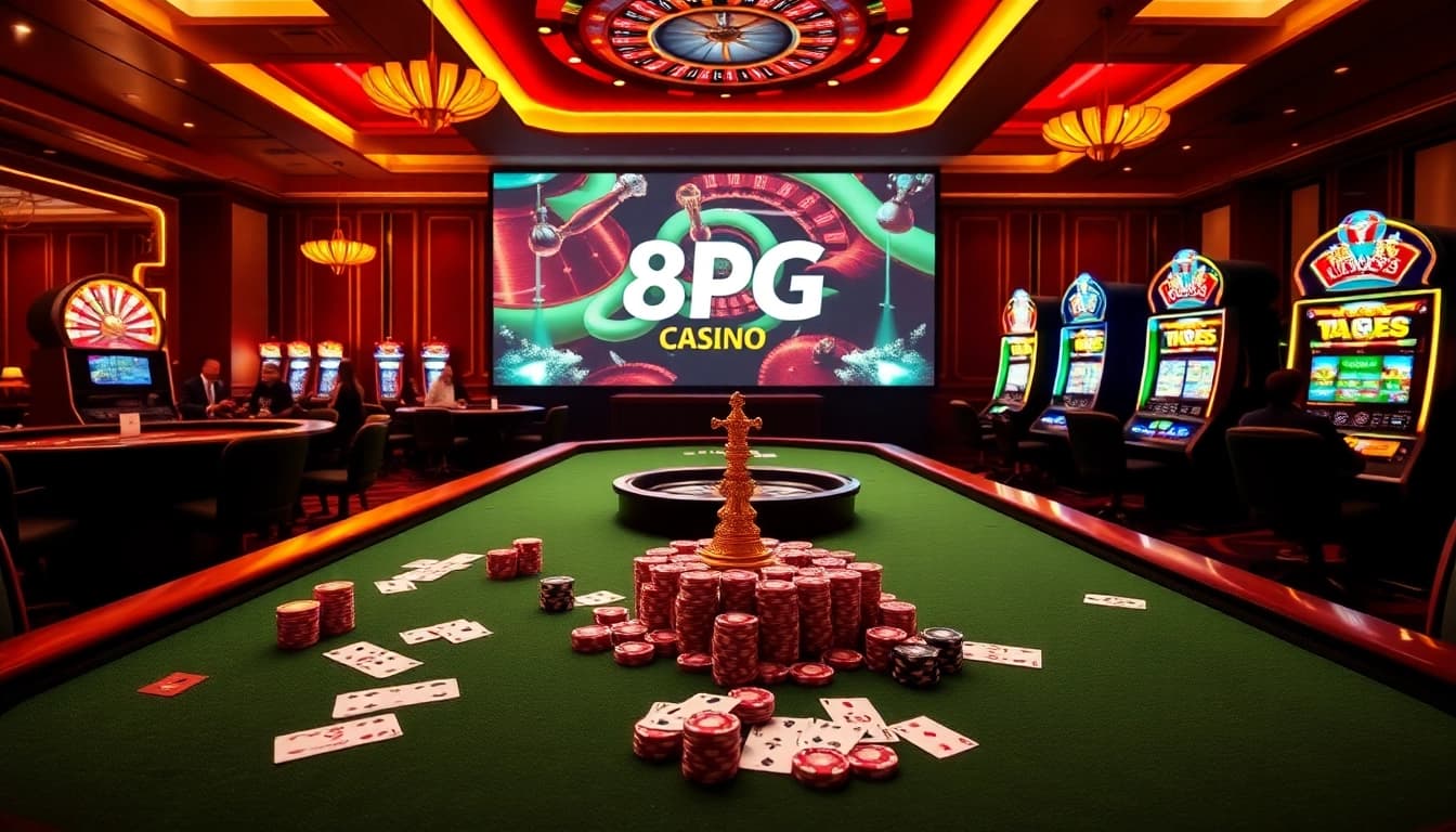 Interactúa con la plataforma de casino en línea 8PG mientras juegas emocionantes tragamonedas y póker.