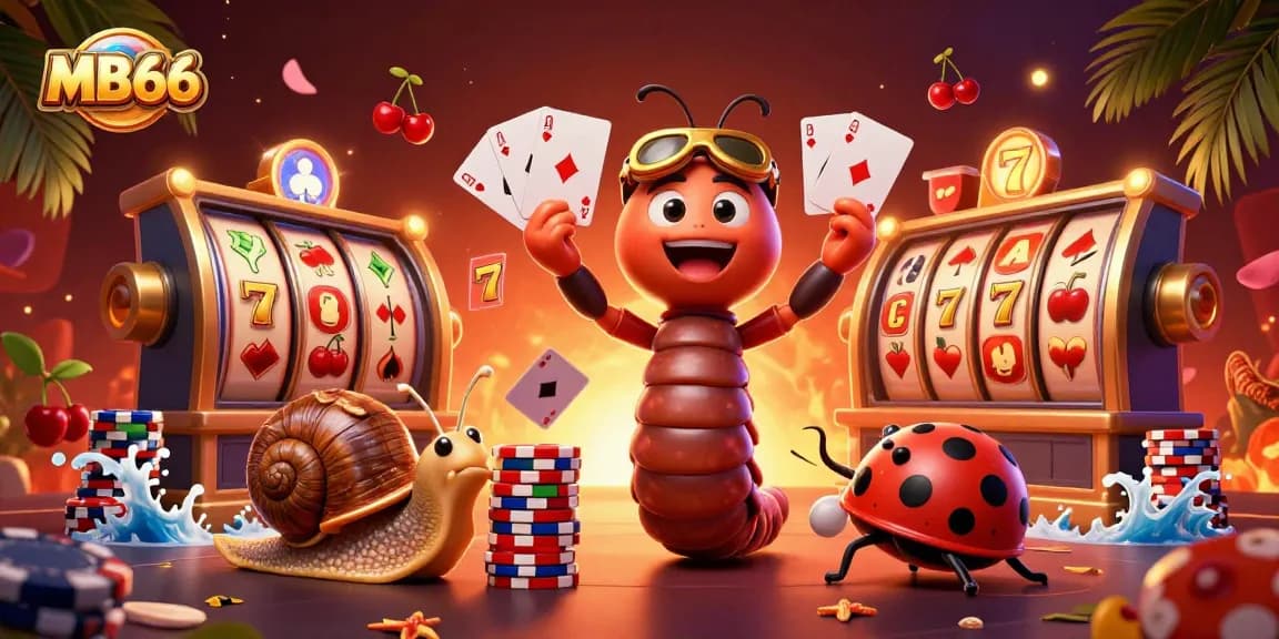 Experience thrilling moments at MB66 casino with vibrant slot reels and exciting game characters.