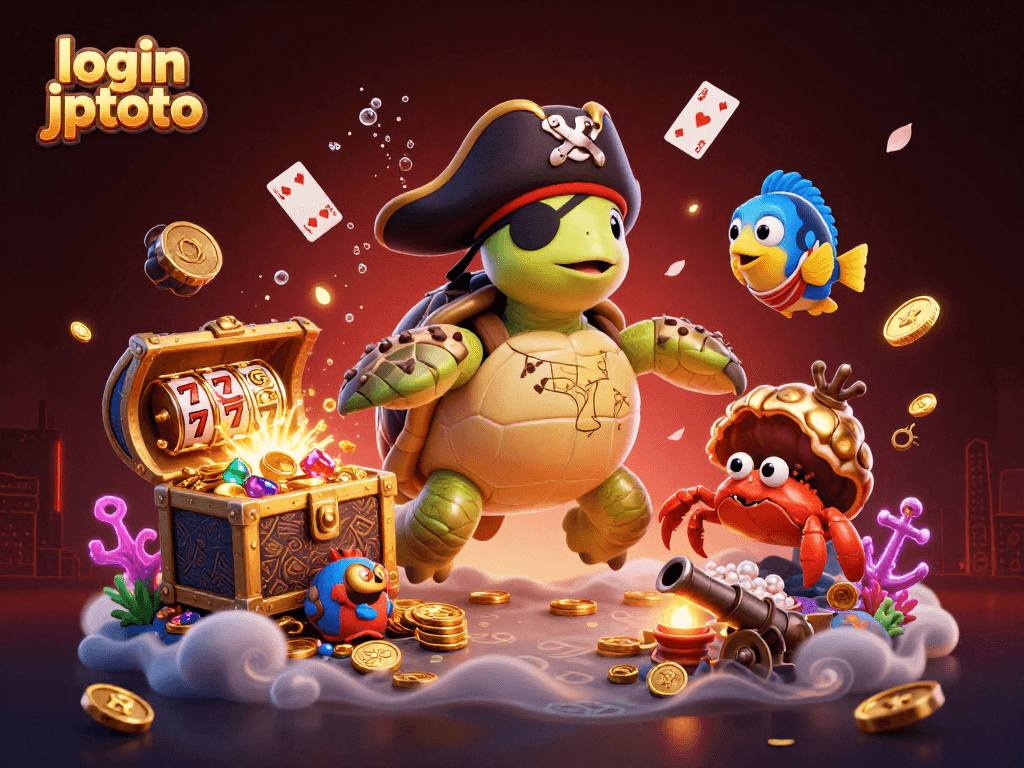 Engage in the thrill of login jptoto with a vibrant 3D underwater casino scene.