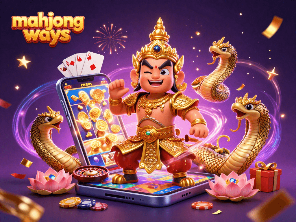 Experience excitement in mahjong ways with vibrant casino elements and colorful characters