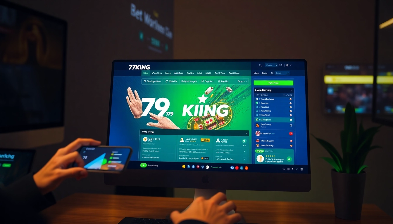 An engaging image showcasing 79king hn online betting interface on a sleek desktop setup.