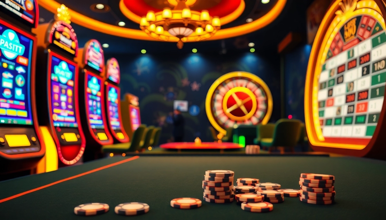 Experience thrilling gameplay at nohu90 with vibrant slot machines and a luxurious casino ambiance.