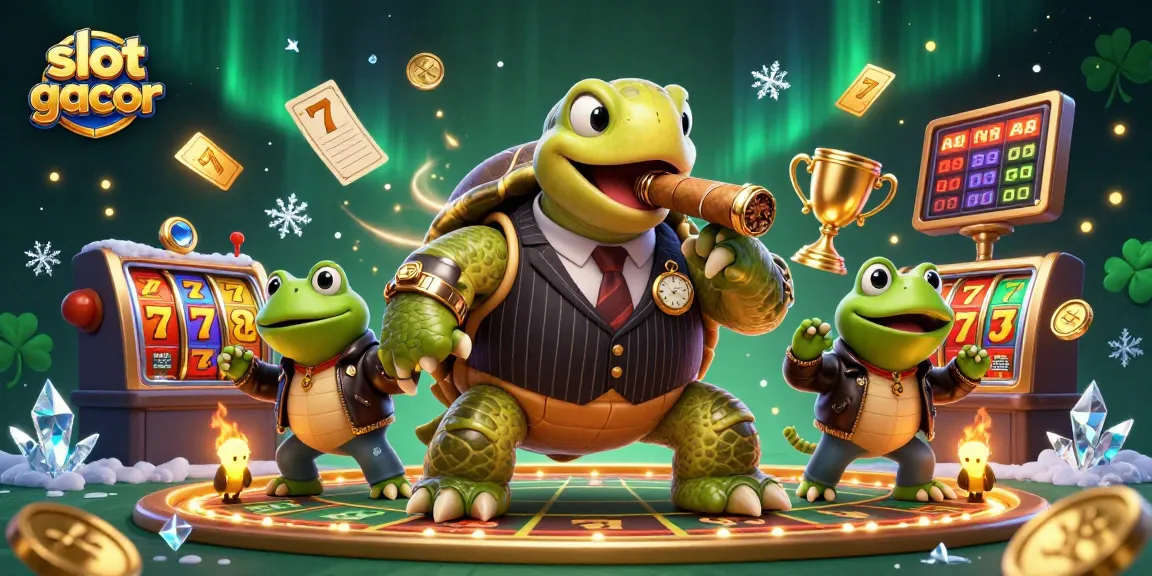 Engage with the vibrant slot gacor scene featuring cartoon characters in a dynamic casino atmosphere.