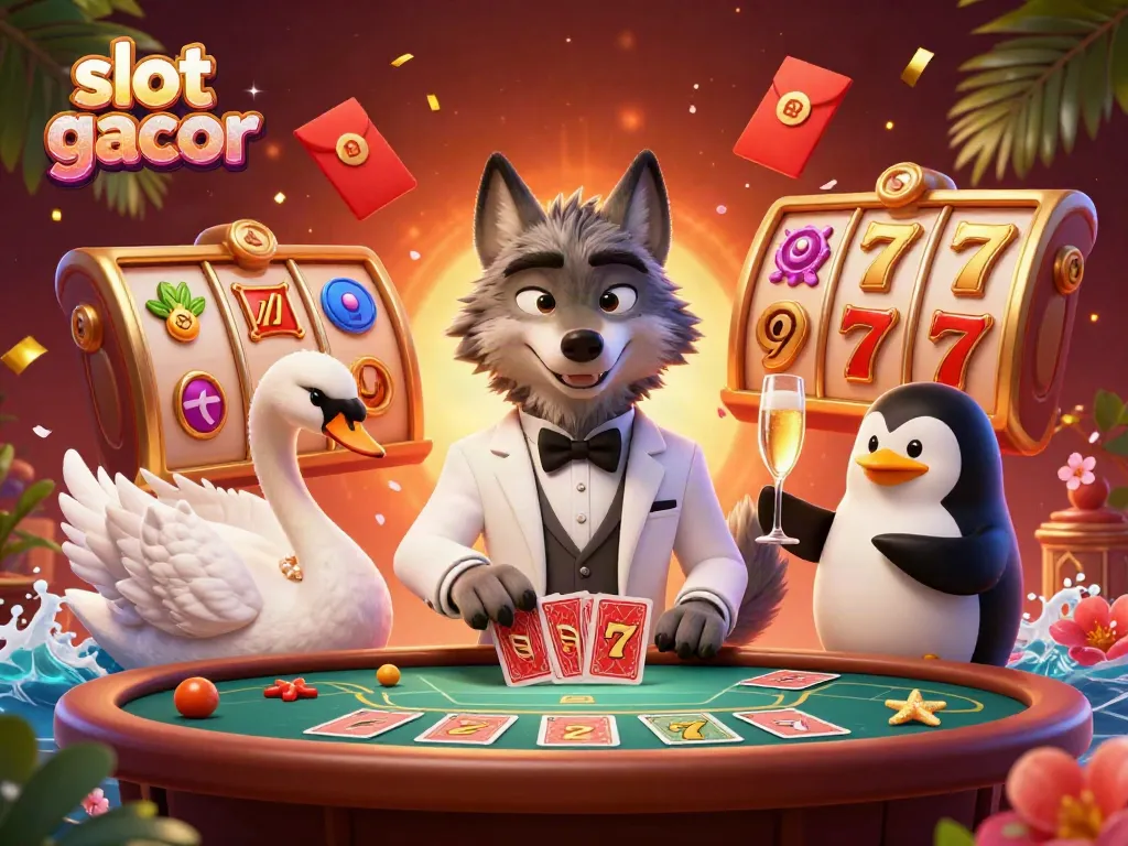 Spin to win big with slot gacor in a vibrant casino scene filled with joy and luck.