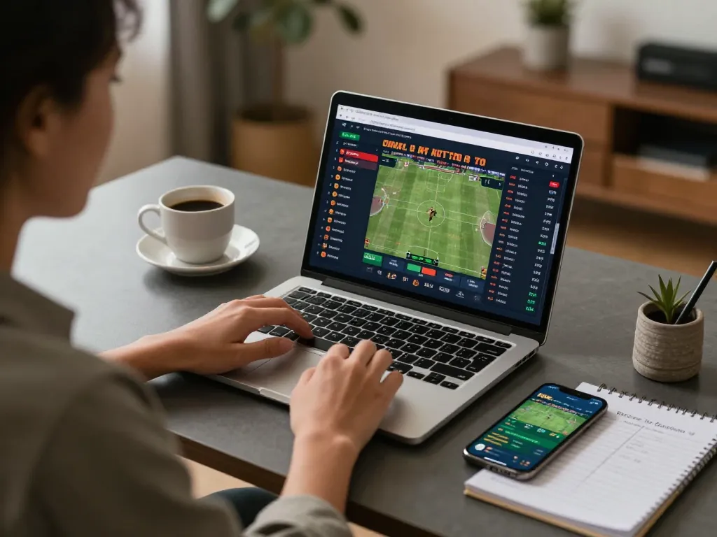 Engaging online sports betting session with du88 displayed on a laptop screen, showing real-time odds and game analysis for better wagering decisions
