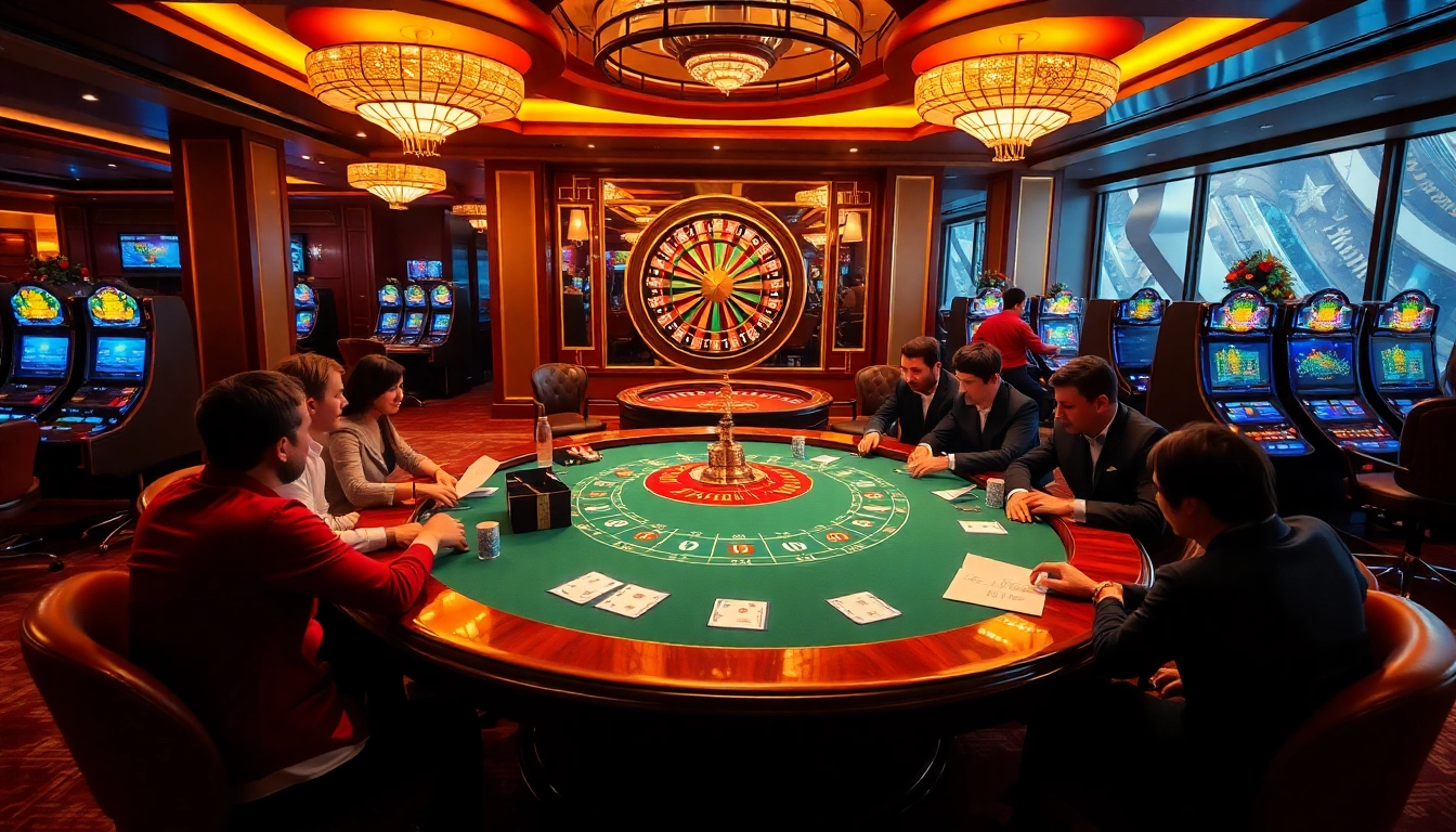 Experience thrilling gambling at 789wins1.net with vibrant poker tables and festive decorations.