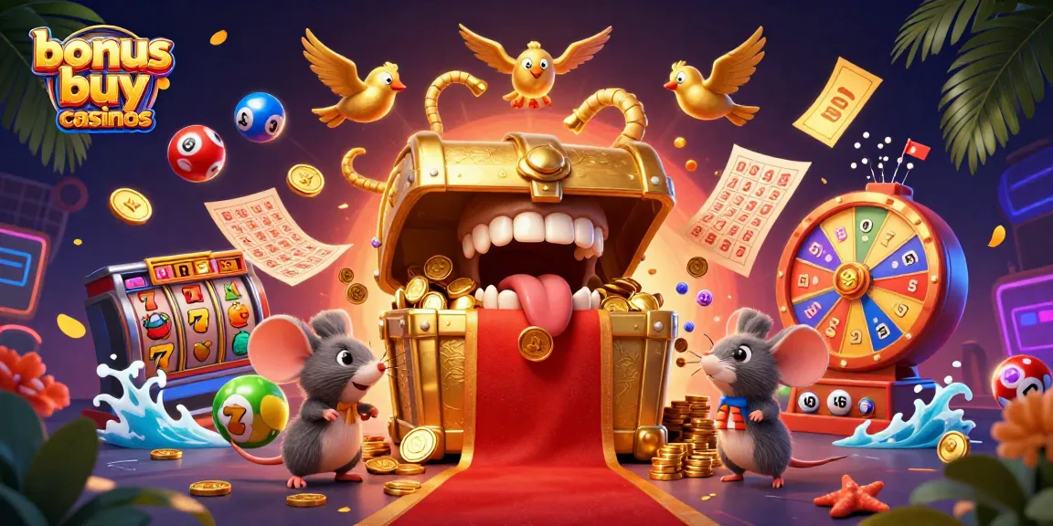 Experience the excitement of bonus buy casinos with vibrant 3D elements and colorful slot features.