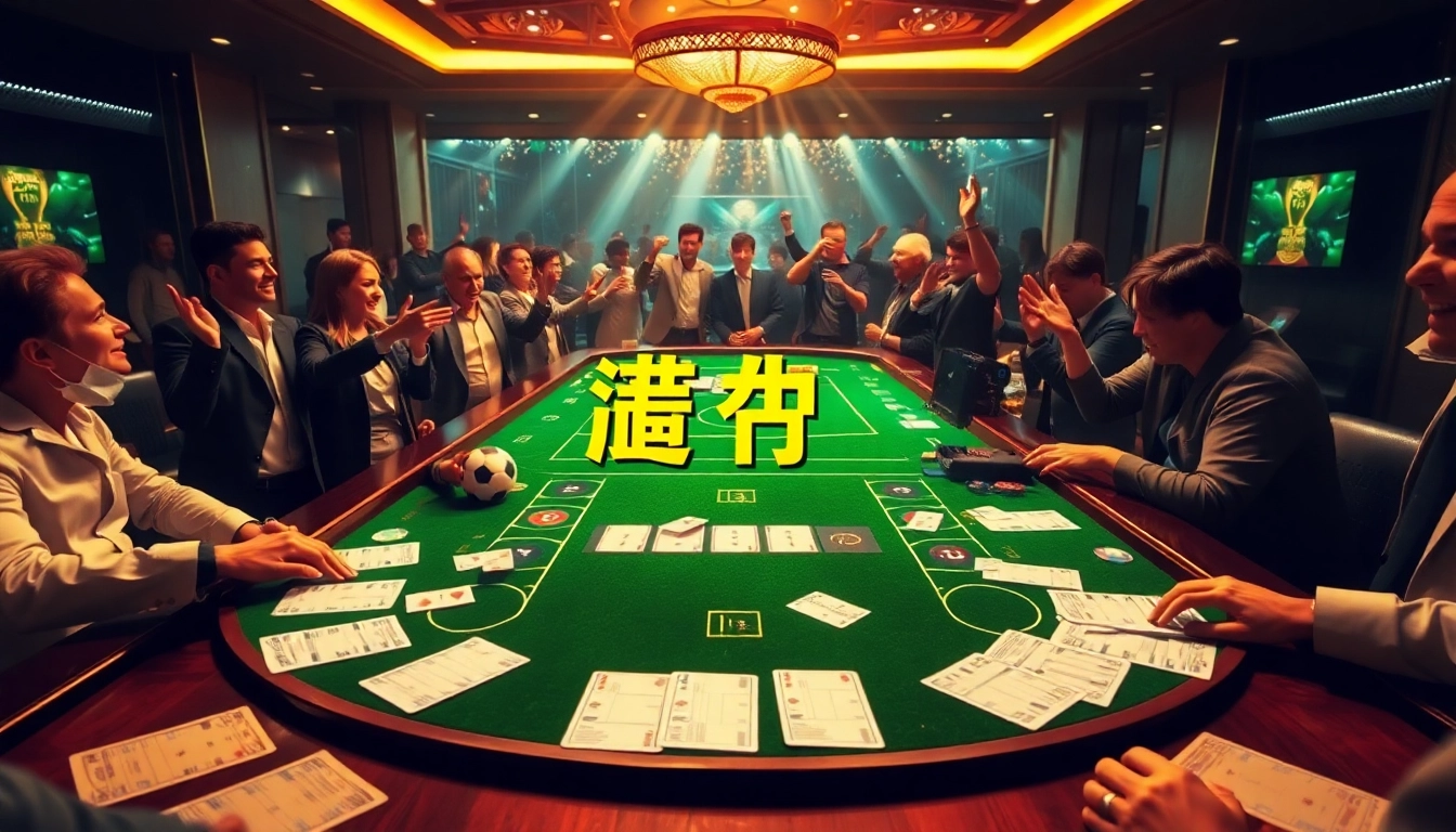 เทคนิคแทงบอล strategies highlighted at an exciting sports betting table with cards and bets.