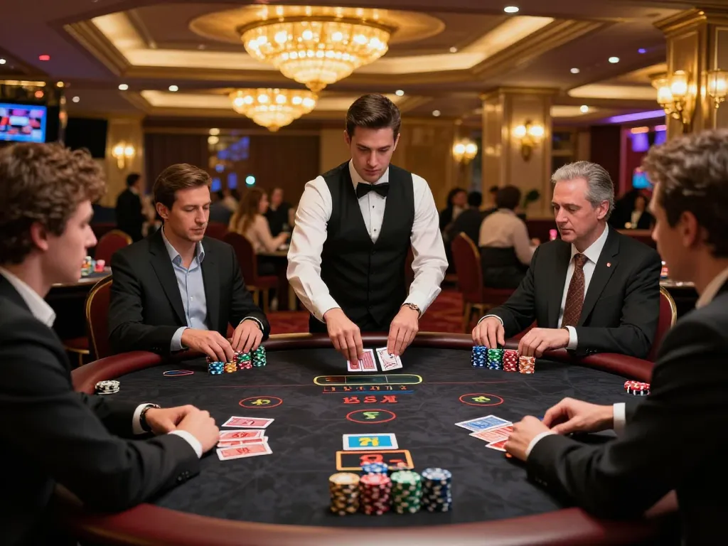 Players strategizing at a 388bet blackjack table, highlighting dynamic game action.