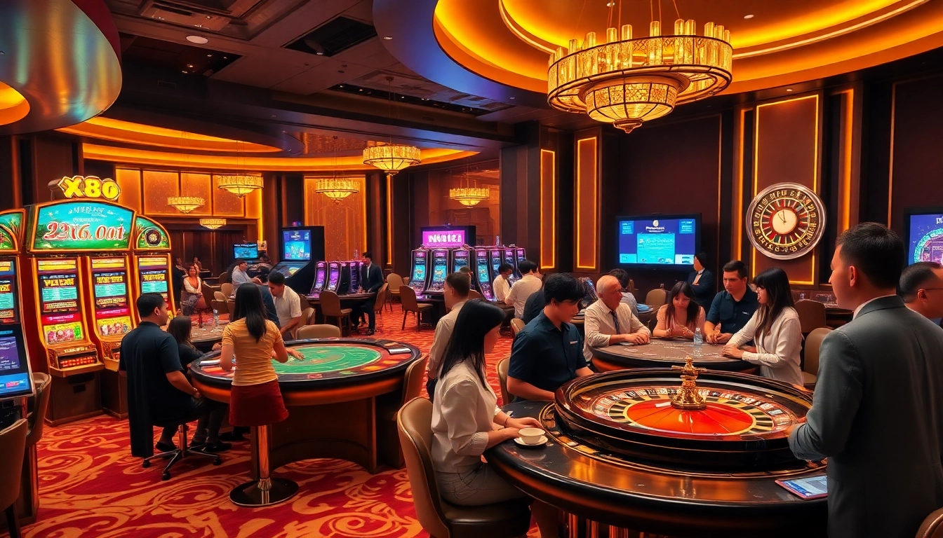 Experience the thrill of gaming at XX88.AI with engaging tables and vibrant slot machines.