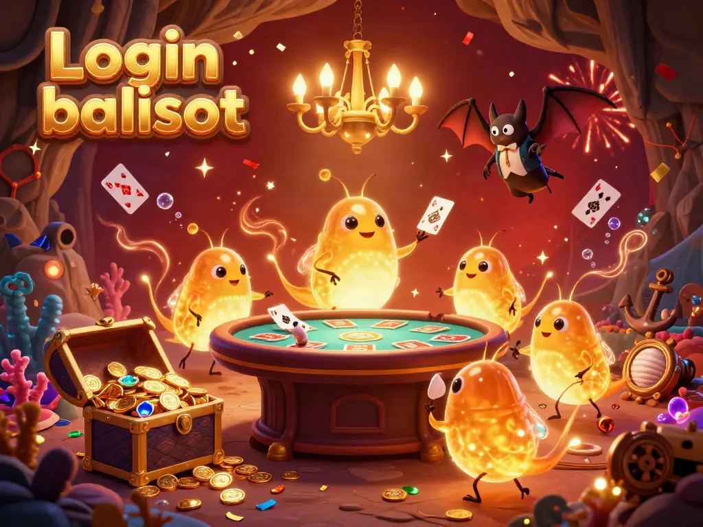 Experience Login balislot in a vibrant cave casino lit by glowworms, featuring underwater treasures and lively game elements.
