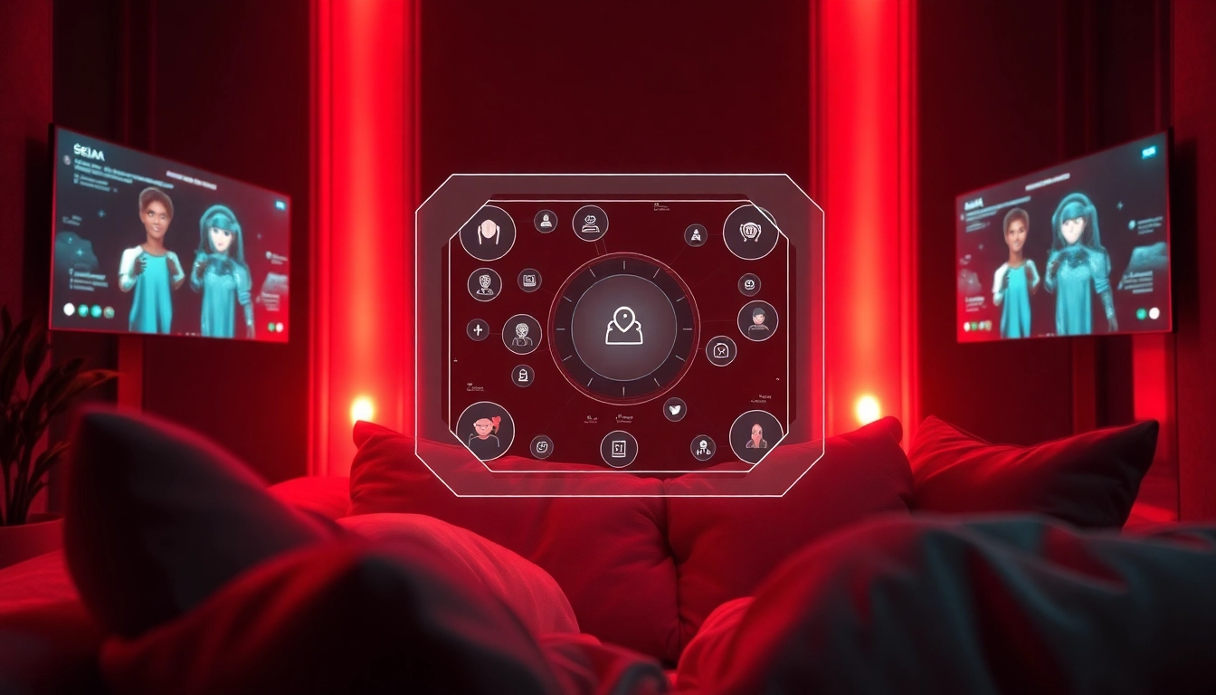 Engaging in a warm, intimate sex ai chat experience with a holographic AI assistant.