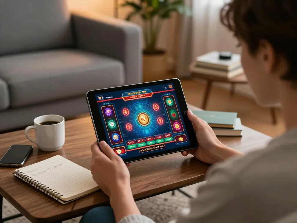 Person engaging in online casino games at home, exploring casinos not on gamstop for strategic play.