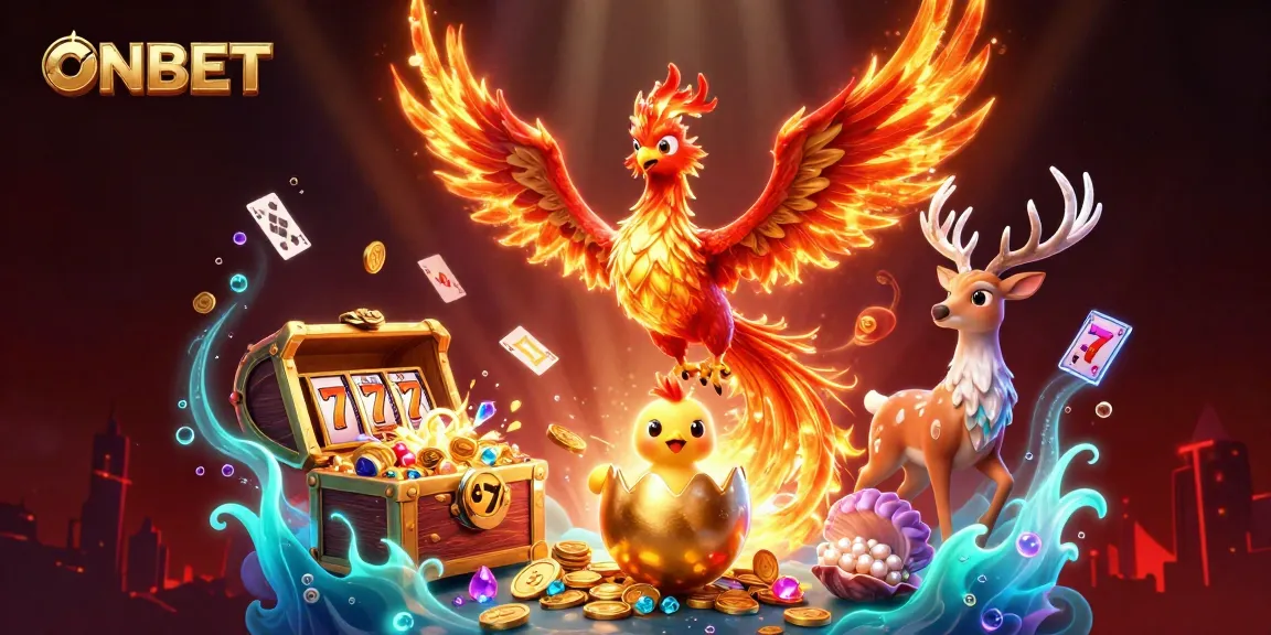 Experience thrilling gameplay with ONBET featuring a dynamic scene of fire phoenix and golden treasures