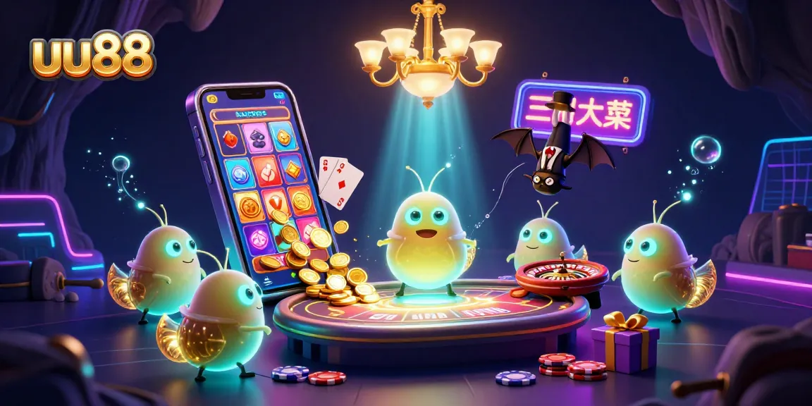 Experience thrilling gameplay at uu88 with glowworms illuminating a vibrant cave casino and dynamic gambling elements.