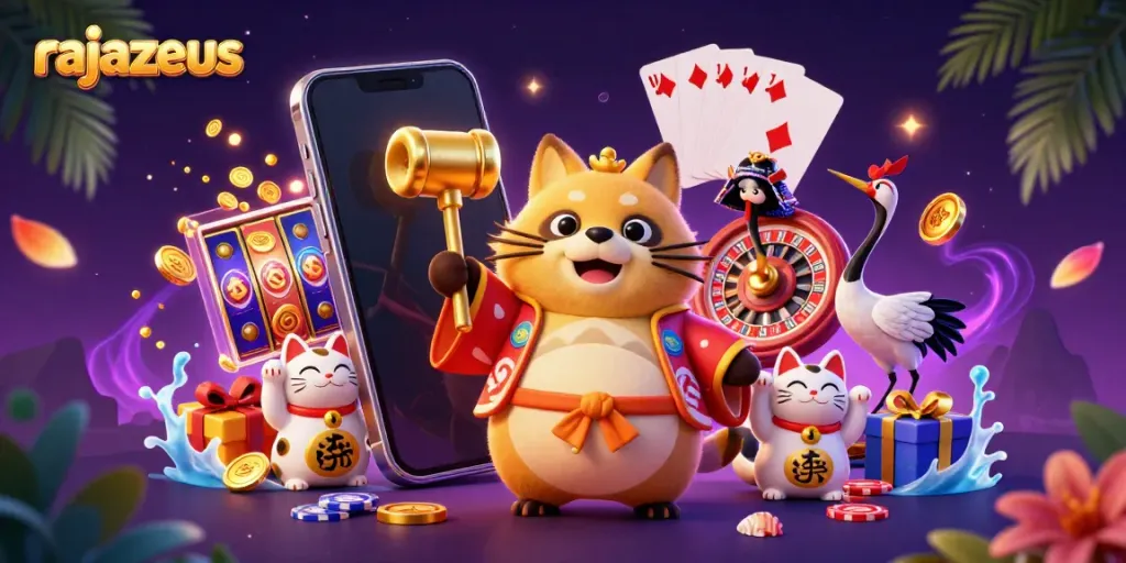 RajaZeus menampilkan permainan slot berwarna dengan karakter ceria dan elemen kasino terbaik.