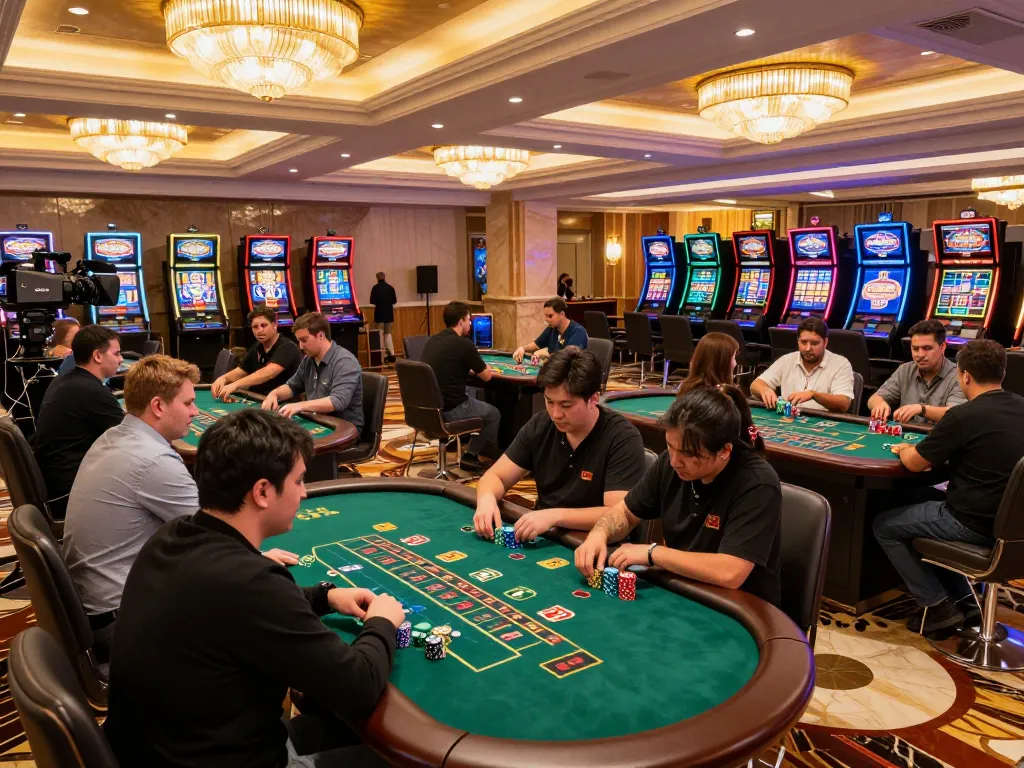 Players enjoying casino games at GO88, showcasing vibrant atmosphere and active gaming.