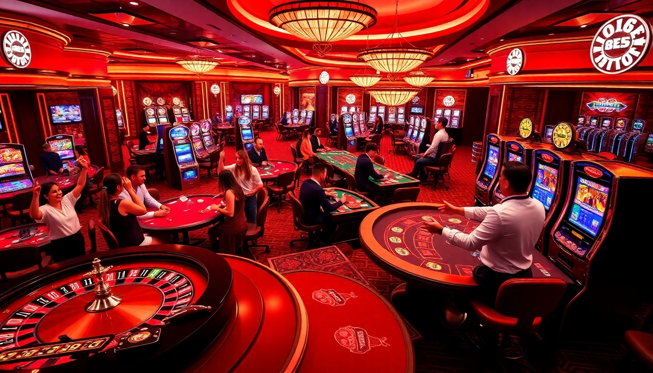 Players engaging in thrilling games at mb66-t.com casino with vibrant aesthetics.