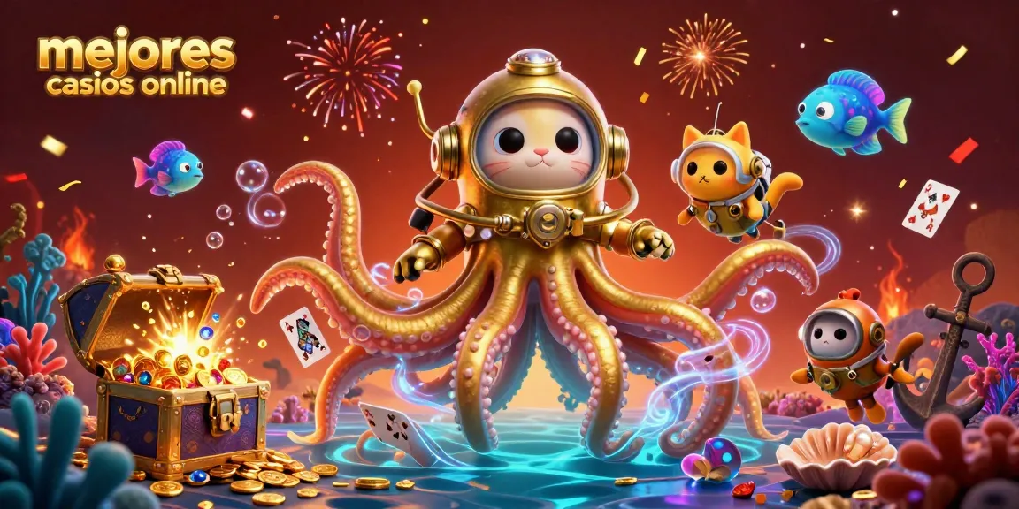 Experience the excitement at mejores casinos online with vibrant games and quick payouts illustrated in a dynamic underwater scene.