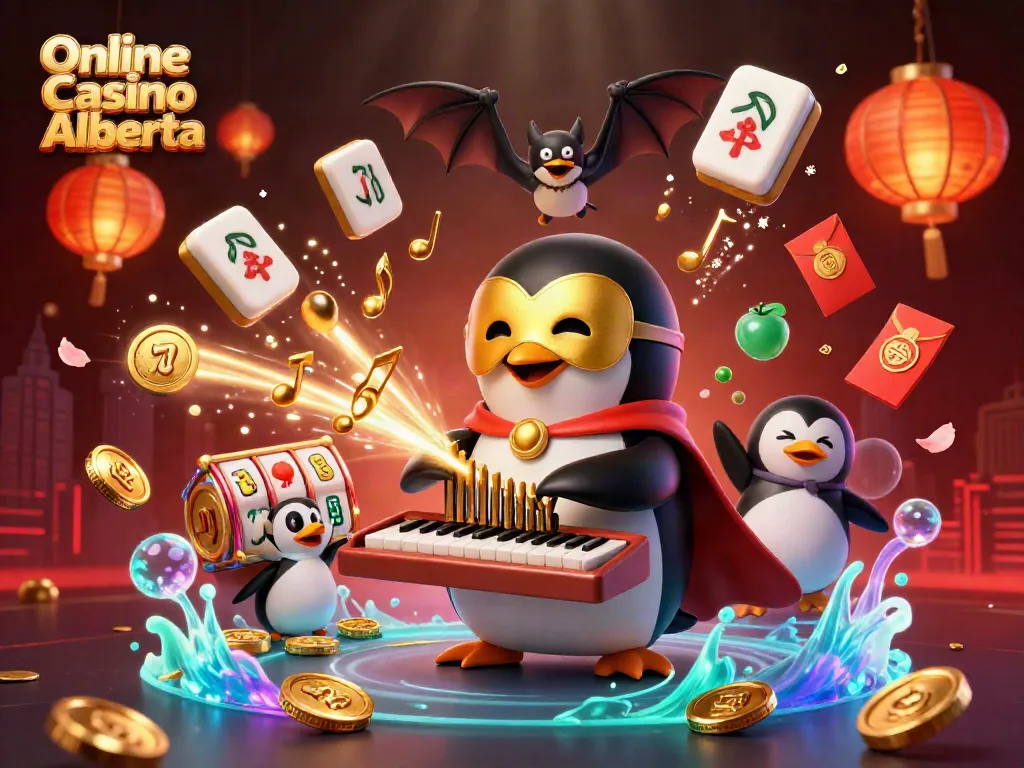 Playing immersive games at Online Casino Alberta with vibrant characters and casino elements.
