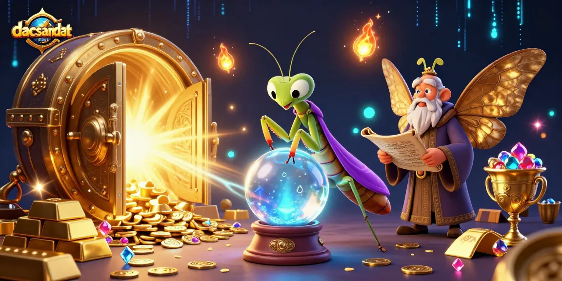 Engage with the magic of dacsandatphanrang in this vibrant 3D casino illustration filled with gems and gold.