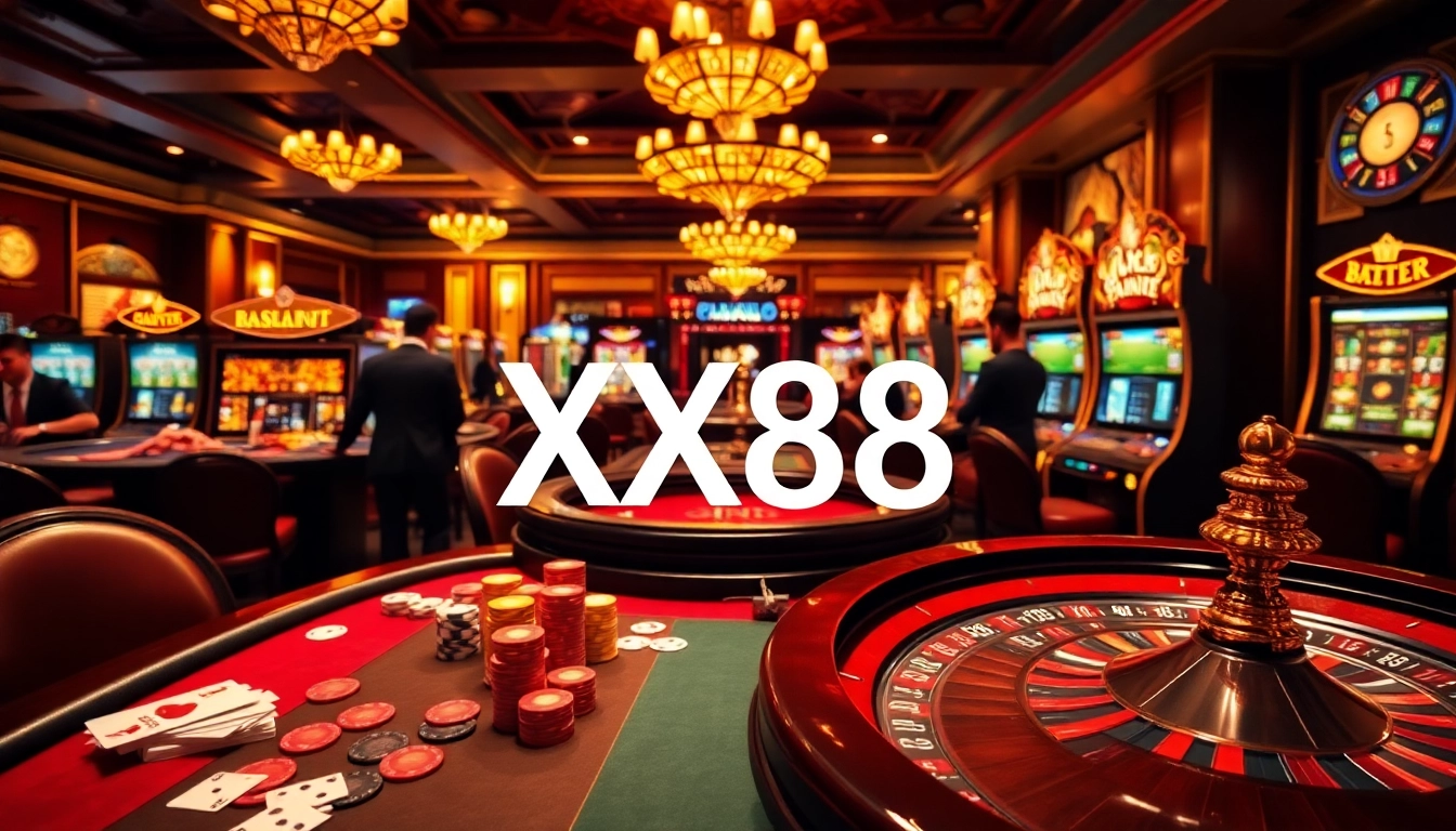 Experience thrilling gambling at XX88's vibrant casino tables, brimming with excitement and luxurious ambiance.