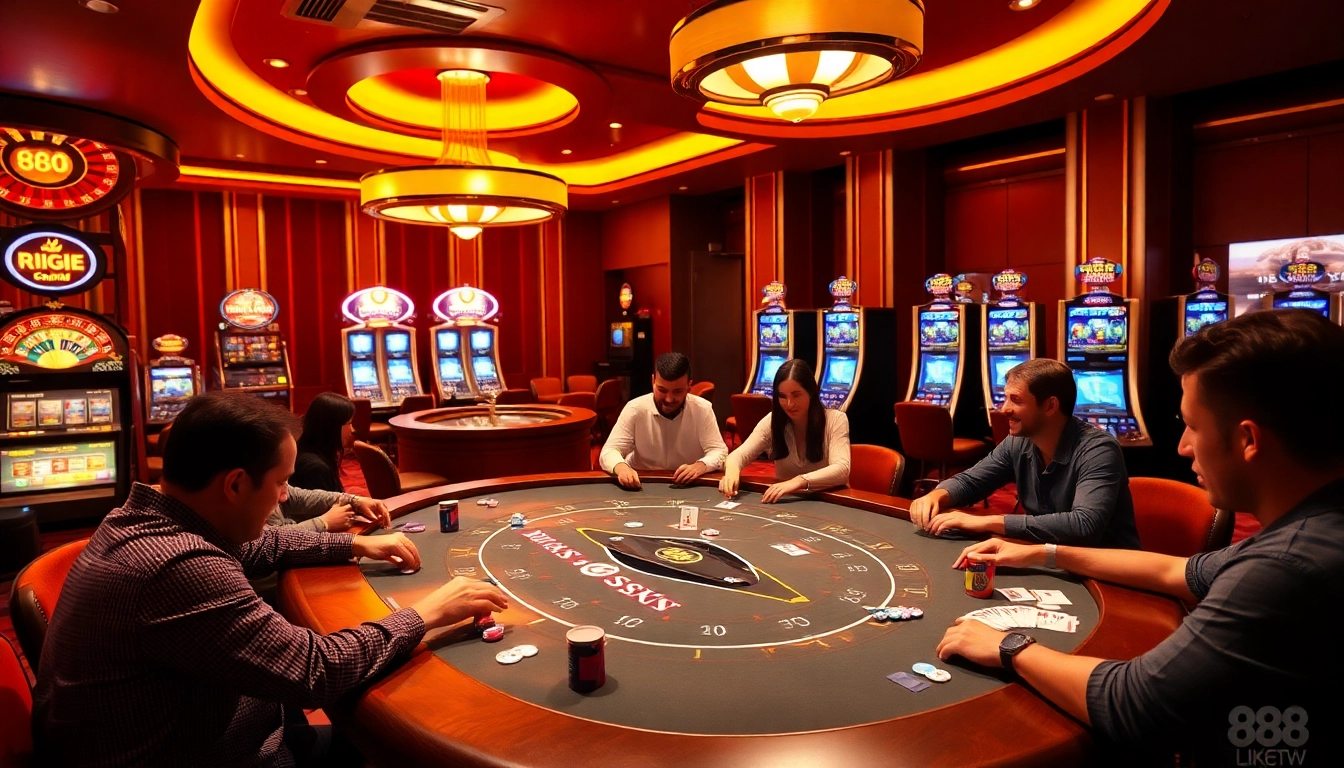 Experience the excitement of 888 new at a vibrant casino table with engaging players.