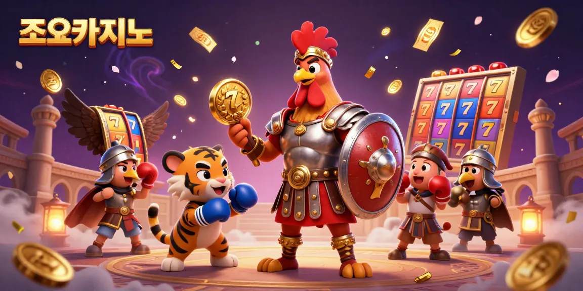 Experience exciting gameplay at 조이카지노 with vibrant slot reels and dynamic golden elements.
