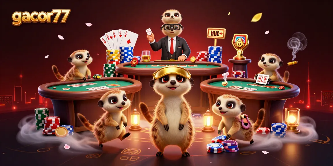 Bermain di gacor77 dengan karakter meerkat dalam pengoperasian kasino yang megah dan menampilkan alat permainan yang menarik.