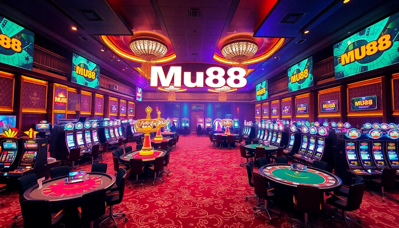 Experience exciting gameplay at Mu88 Casino with vibrant tables and slot machines.