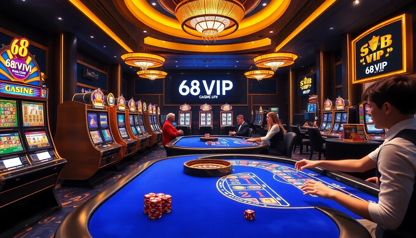 Experience the thrill of gambling at 68VIP with exciting games, vibrant slot machines, and live dealers.
