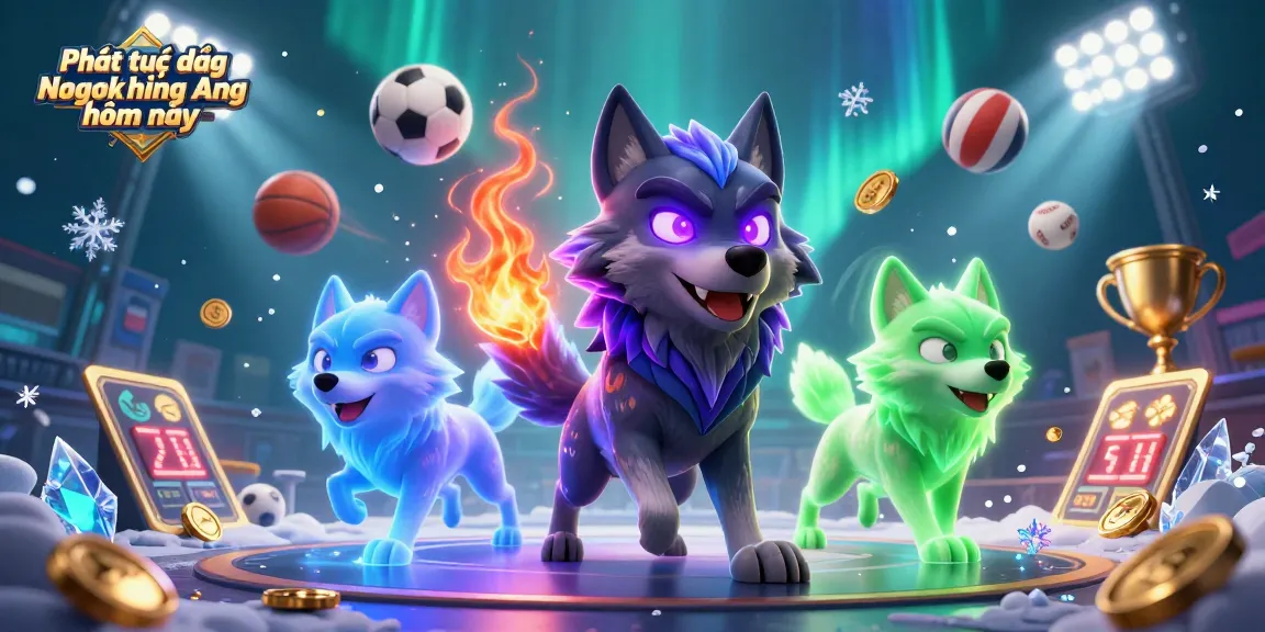 Experience Phát trực tiếp Ngoại hạng Anh hôm nay with dynamic sports balls and engaging wolf characters.