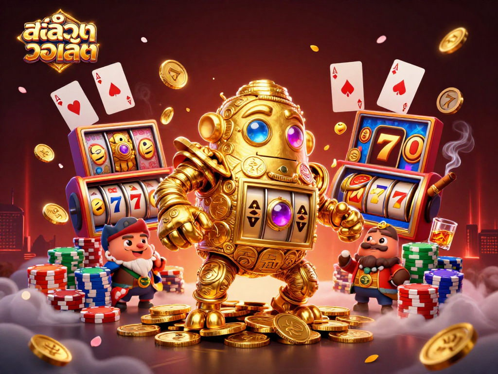 Experience the thrills of สล็อตวอเลท with an engaging 3D casino illustration showcasing exciting elements.