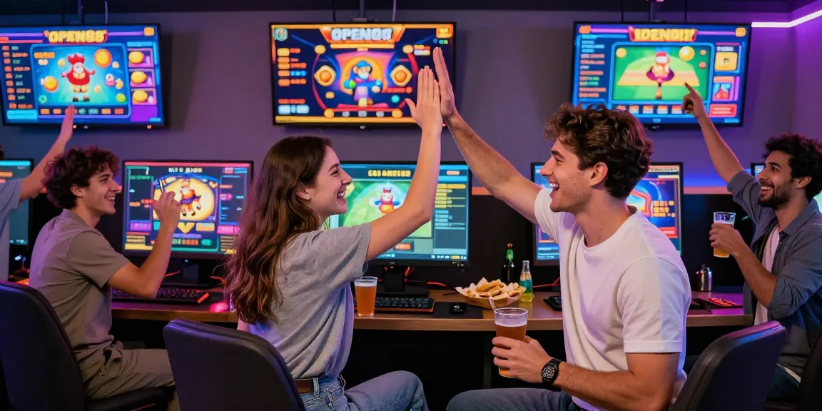 Players enjoying a thrilling experience at OPEN88 online gaming platform, showcasing excitement and community in a vibrant atmosphere.