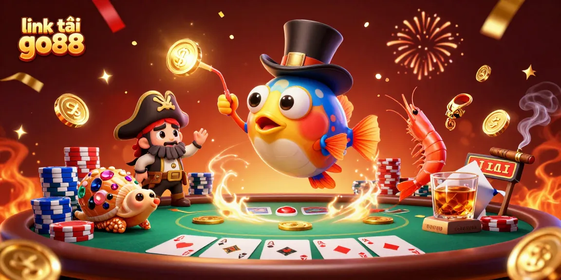 Engage in the excitement with link tải go88, featuring vibrant 3D casino elements and deep-sea characters.