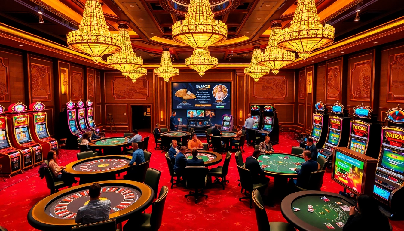 Players enjoying an exciting MK8 casino experience with vibrant games and luxury decor.