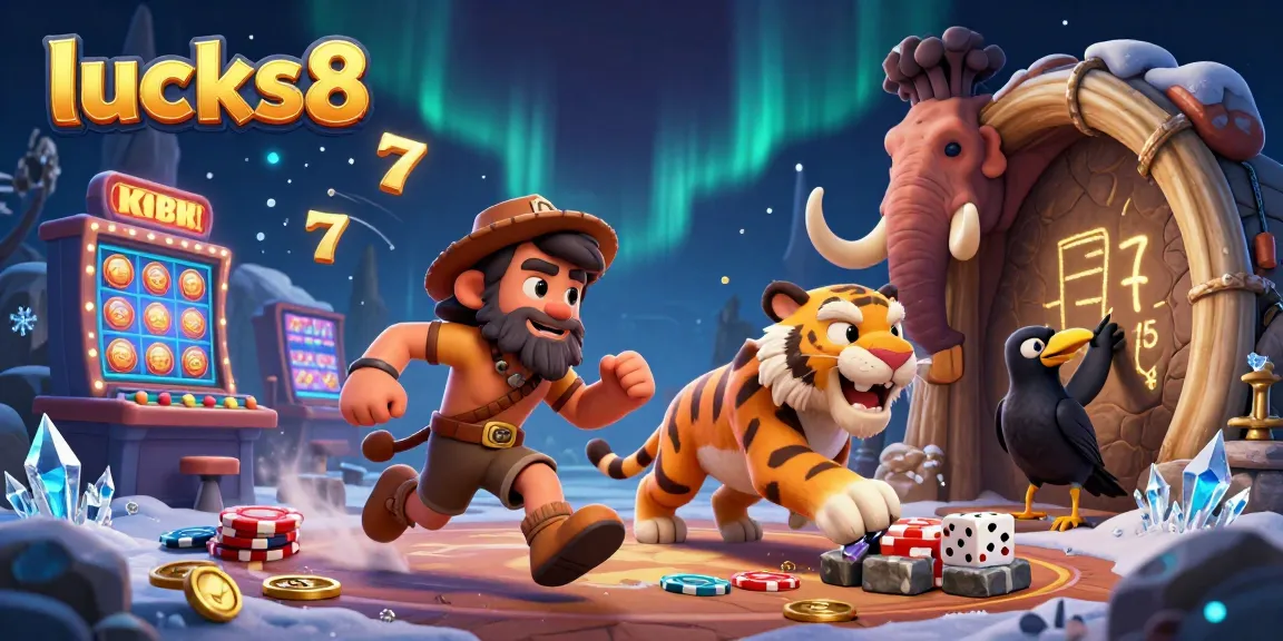 Experience thrilling gameplay with lucks8 in a vibrant, colorful casino illustration.