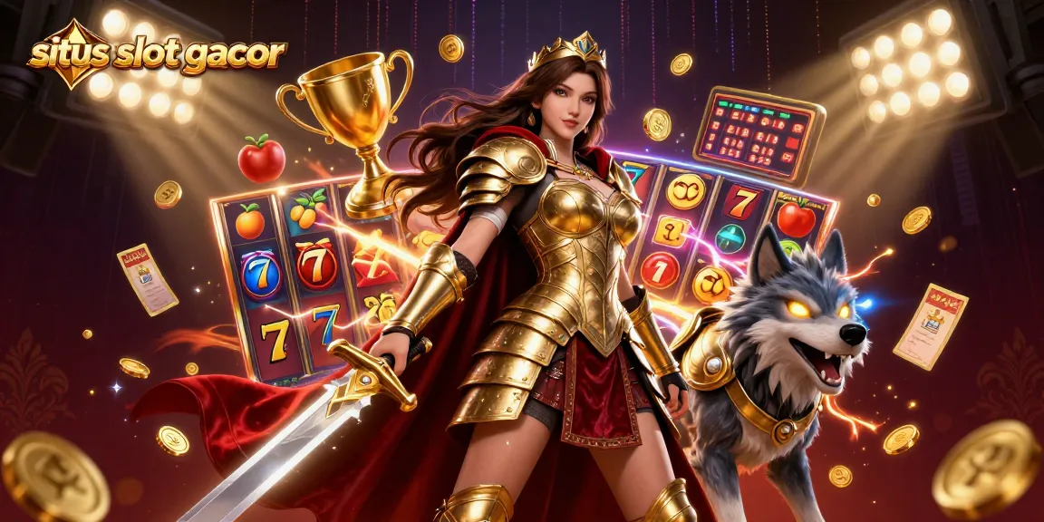 Experience the thrill of situs slot gacor with dynamic 3D illustration, showcasing vibrant characters and casino elements.