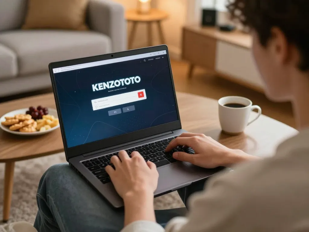 Login ke KENZOTOTO dari rumah sambil menikmati sesi permainan santai di laptop